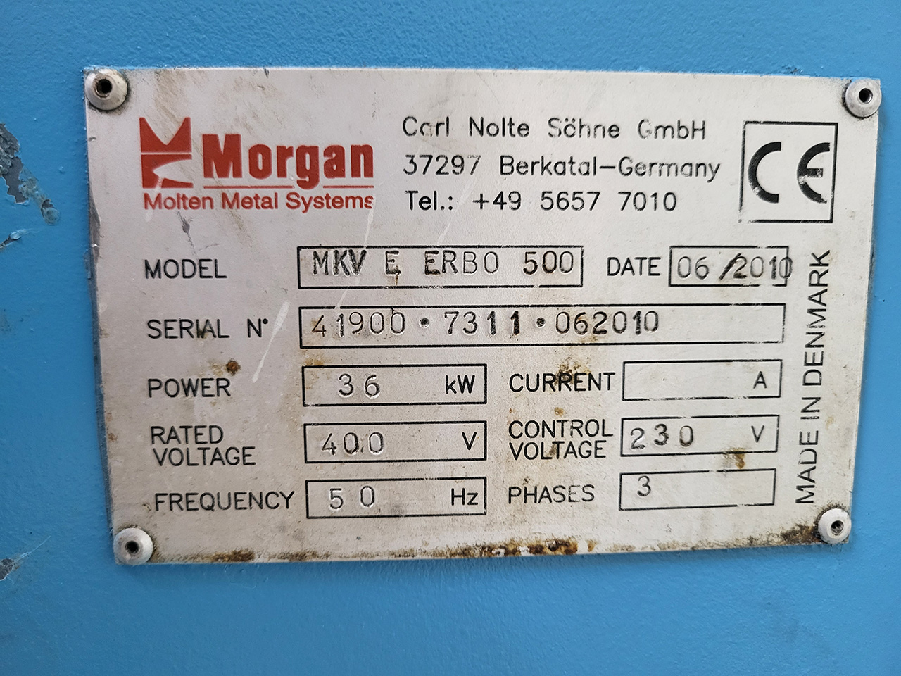 Тигельная печь MORGAN MKV E ERBO 500 O1804, б/у Тигельная печь MORGAN MKV E ERBO 500 O1804, б/у